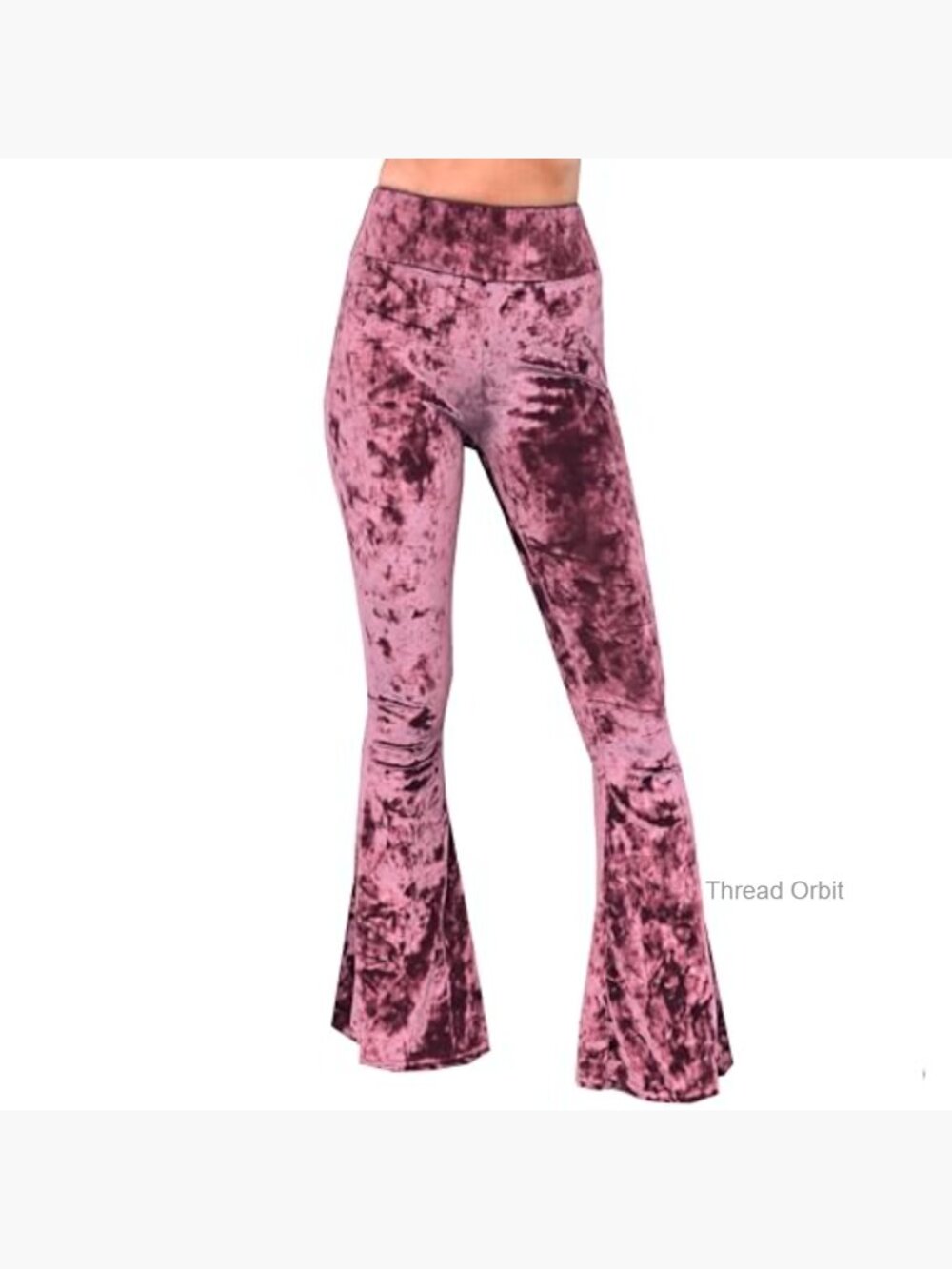 Crushed Velvet High Waisted Flare Yoga Loungewear Bell Bottom Pants - Picture 2 of 7